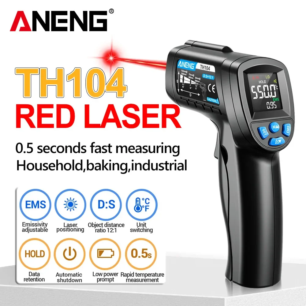 Industrial Laser Temperature Gun - ANENG TH104 Infrared Handheld Temperature Gun