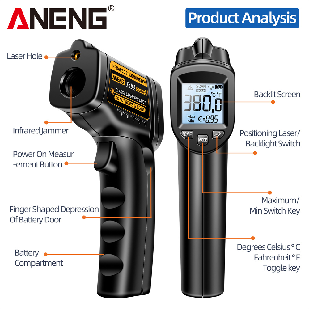Infrared Laser Thermometer Ind - đánh giá và giá Industrial Laser Temperature Gun