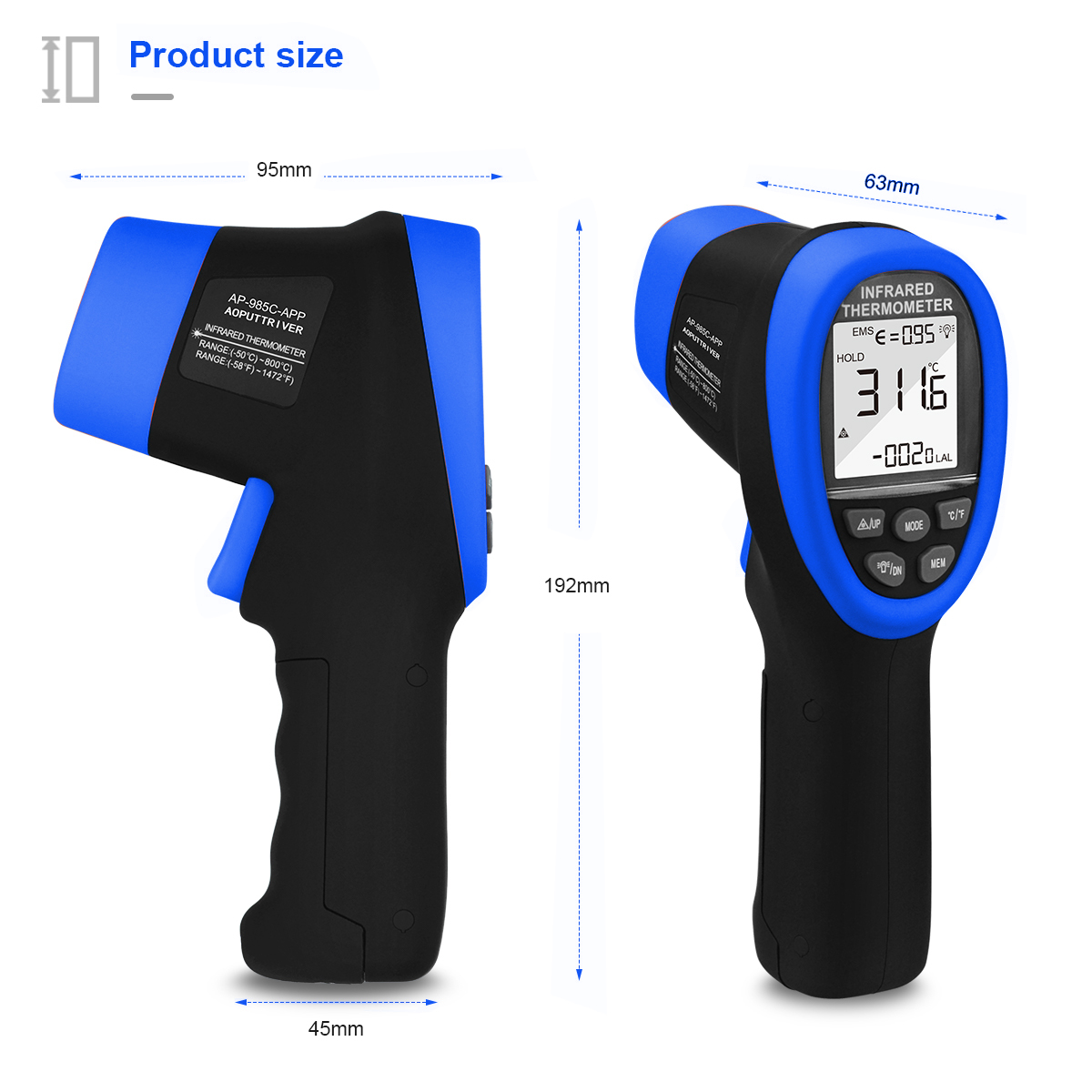 HoldPeak IR Thermometer Gun -5 - đánh giá và giá Industrial Laser Temperature Gun