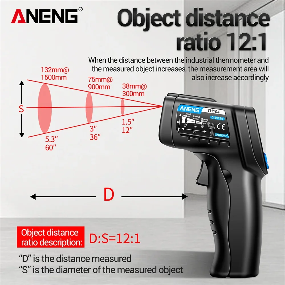 ANENG TH104 Infrared Handheld  - đánh giá và giá Industrial Laser Temperature Gun