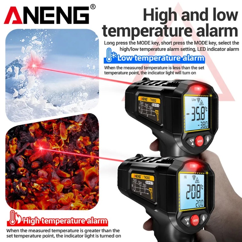ANENG TH202 Non-contact Infrar - đánh giá và giá Industrial Laser Temperature Gun