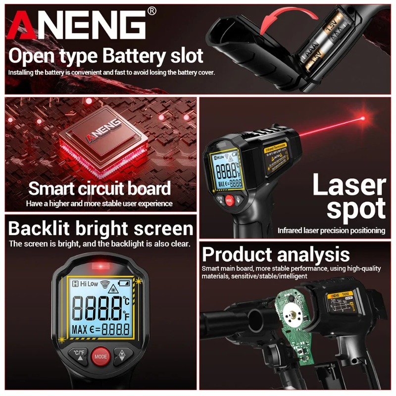 ANENG TH202 Non-contact Infrar - đánh giá và giá Industrial Laser Temperature Gun